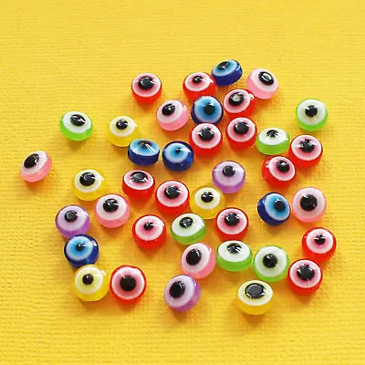 $6.95 • Buy 50 Evil Eye Beads High Quality Resin With Bright Colors BD126