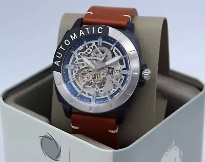 New Authentic Fossil Privateer Sport Automatic Skeleton Blue Bq2427 Mens Watch • $109.99