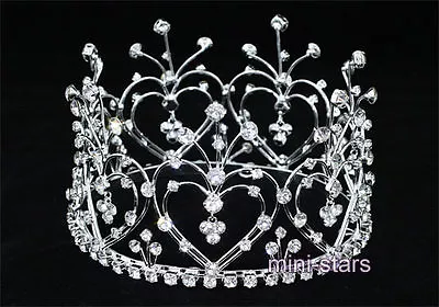 Bridal Wedding Heart Princess Crystal Full Circle Round Mini Tiara Crown AT1598 • $29.99