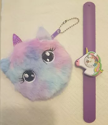 Kids New Unicorn Slap Band Watch & Cute Purse Set +free Extra Battery! Gift Idea • $18.90