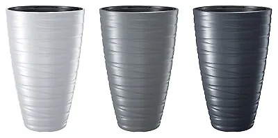 Round Tall Plant Pot Elegant Large Flower Indoor Outdoor Garden Planters Maze • £18.99