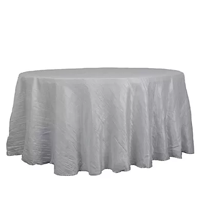 120  Accordion Crinkle Taffeta Round Tablecloth Wedding Party Home Decorations • $22.92