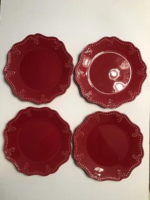 Lot Of 4 Vera Bradley My Home J. Willfred Red Dinner Plates 10.75  • $54