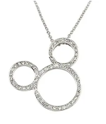 Arribas Disney Mickey Mouse Necklace Open Icon Swarovski Crystals Silver Toned • $39.95