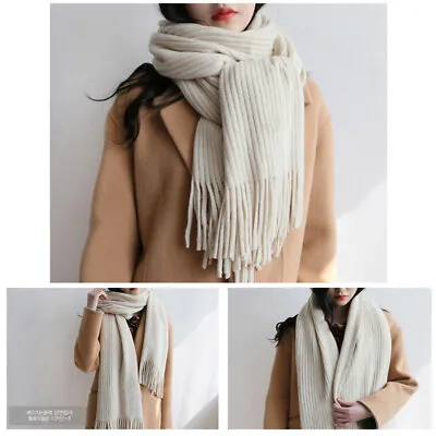 Women Men Long Cashmere Scarf Thick Winter Warm Wrap Shawl Knit Scarfs Gift • £8.23