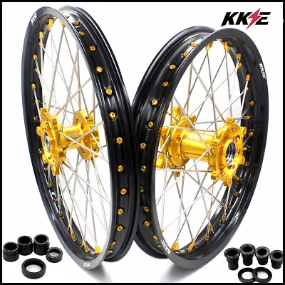 KKE 21-19 MX Wheels Set For SUZUKI RM125 96-07 RM250 2008 Gold Nipple Spoked Rim • $579