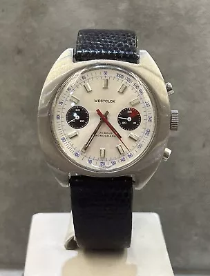 Vintage Westclox Jumbo 40mm Panda Dial Valjoux 7733 Stainless Steel Chronograph • $1195