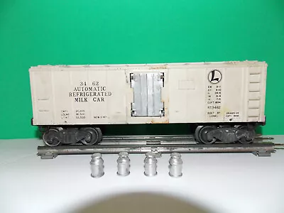 LIONEL 3462 Painted Automatic Refrigerated Milk Car And 4  Magnetic Cans • $31.99