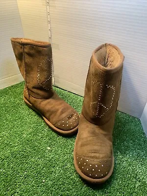 SKECHERS Girls Glitzy Sparkle Boots Chestnut Pre-Owned Sz 4 • $9.99