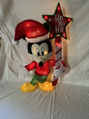 DISNEY HOLIDAY 2.5 FT CHRISTMAS LIGHTED 3-D TINSEL Mickey  MOUSE Outdoor Ho Ho • $39