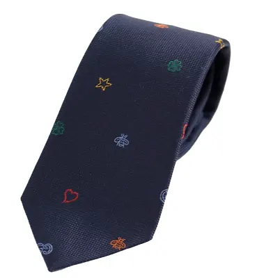 AUTHENTIC GUCCI FASHION MEN'S SILK TIE - EMBRING 7.0 Navy Blue Pattern - 148x7cm • $159.99