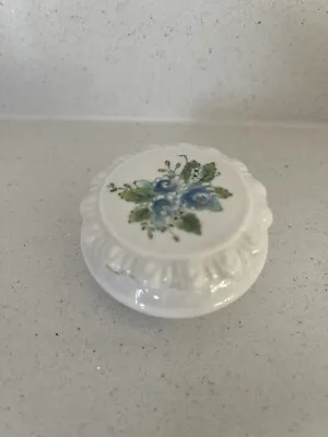 Vintage Coalport Pill Box Trinket Pot With Lid Bone China Blue Flowers • £3.99