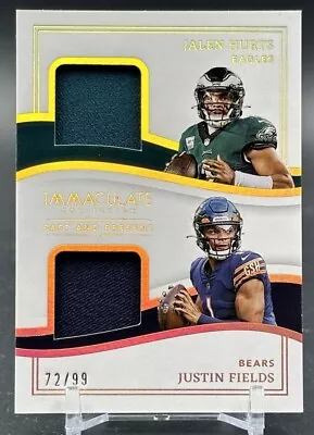 2023 PANINI IMMACULATE JALEN HURTS JUSTIN FIELDS Dual Patch #/99 Past & Present • $49.99