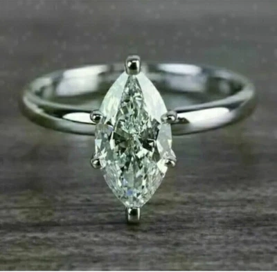 $25.54 • Buy 2Ct Round Cut Simulated Diamond Women's Wedding Ring 14K  Silver Gold Plated