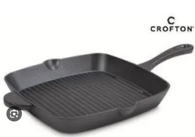Crofton Cast Iron Grill Skillet Frying Pan Ribbed Griddle Quality Cookware 28cm • $27.11