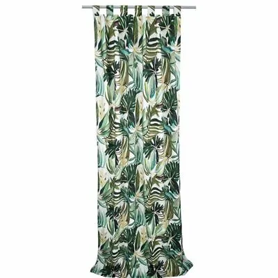 House Additions Tab-top Paradise Leaves Single Curtain Green Beige W140 X 225cmD • £20.97