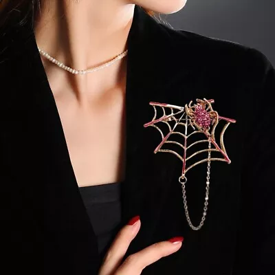 Vintage Red Diamond Spider Brooch With Exquisite Insect Pin • $6.57