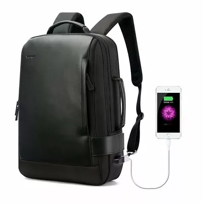 BOPAI Luxury Leather Waterproof Anti-Theft USB Charge Business Laptop Backpack • $178.80