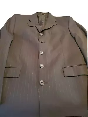 $14.13 • Buy VINTAGE VaBene 40L Suit Blazer Jacket Dark Navy Blue Pinstriped Wool 5 Button