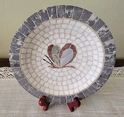 Vntg Danish Art Deco Marble Mosaic Bowl W Dragonfy Possibly Atelier Bojstrup • $65