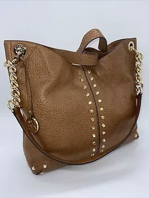 MICHAEL KORS Uptown Astor Tumbled Leather Studded  Hobo Walnut • $118