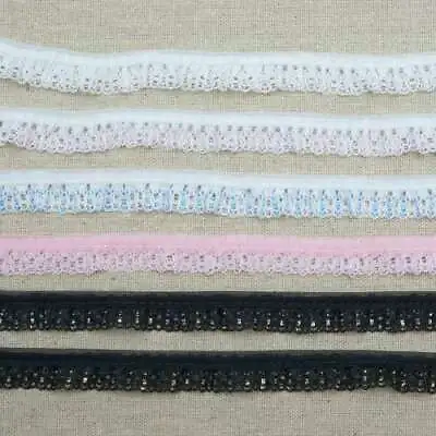 Narrow 15mm Frilled Gathered Lace Trim 032 White Pink Blue Or Black • £1.54