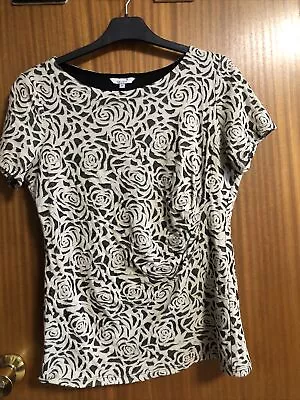 Smart Marks Spencer Per Una Brown Floral Lined Ruched Short Sleeve Top Size 16 • £9.99