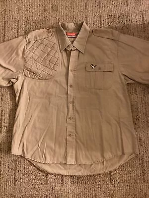 Winchester Shooting Shirt Short Sleeve Padded Shoulder Beige Large Vintage  • $11.70