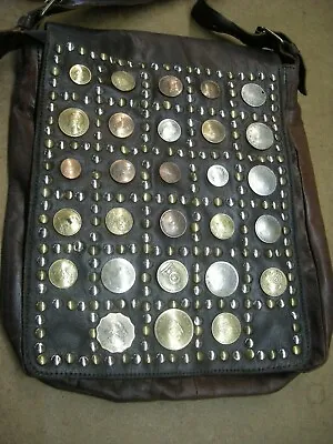 Handbag Genuine Leather Shoulder Bag Purse Moroccan Vintage Look Coins Decorated • $119