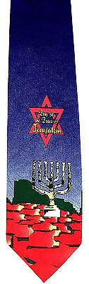 $16.95 • Buy Pray For Peace Men's Necktie Jewish Religious Jerusalem Star David Blue Neck Tie