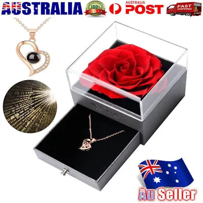 Eternal Rose With Necklace Real Flower Gifts For Her Wife Girlfriend Women Mothe • $26.90