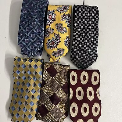 Men’s Dress Ties Lot Of 6 Silk Paisley Business Party Stafford Beene Wong Kenzo • $10