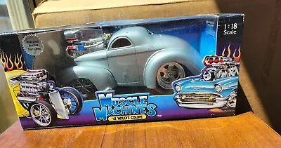 Muscle Machines 1941 Willys Hot Rod Coupe 1:18 Scale Diecast 41 Model Car Silver • $110