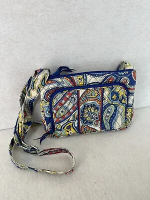 Retired 2013 VERA BRADLEY Blue Red Yellow MARINA PAISLEY Crossbody Organizer Bag • $17.60