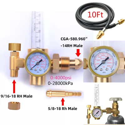 Argon CO2 Mig Tig Flow Meter Gas Regulator Flowmeter Welding Gauge 3500PSI +Hose • $31.98