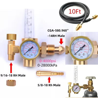 Argon CO2 Mig Tig Flow Meter Regulator Welding Gas Welder Gauge W / 10' Gas Hose • $31.98