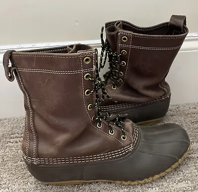 LL Bean Men's Duck Boots Size 10 N Duck Rain Lace Up 10” Unlined Made In Maine • $25
