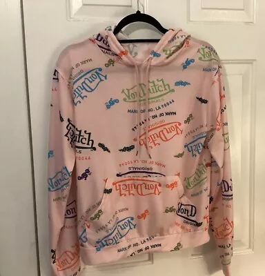 Von Dutch All Over Graphic Print Pink/Multicolor Hoodie ~ EUC/Size M • $34