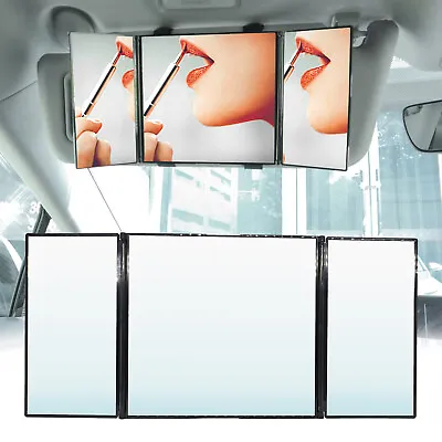 Folding 12in 3 Way Car Sun Visor Vanity Mirror Universal Women Make Up Sunshade • $11.99