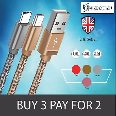 Extra Long Strong Braided Charger Cable For Samsung Galaxy S9 S9 + S8 S8+ S7 A5 • £2.49