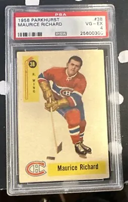 1958 Parkhurst #38 Maurice Richard PSA VG EX 4 Looks Like 5+ • $1200