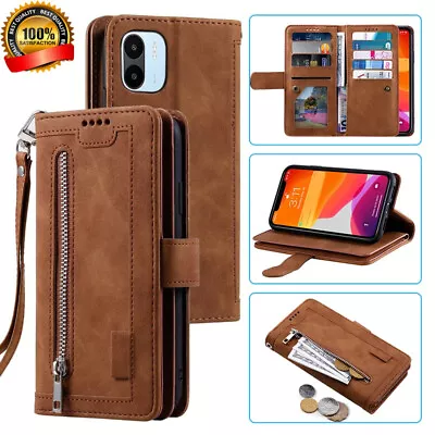 Flip Case For Xiaomi Redmi Note 12 11 10 9 8 Pro 9C Zipper Leather Wallet Cover • £10.79