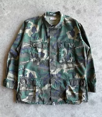 Vintage 70s/80s ERDL Early BDU US Military Fatigue Jacket Size XL • $39.49