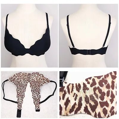 Victoria's Secret Embrace Very Sexy Push-Up Bra Sz 34C Black Leopard Convertible • $35.99