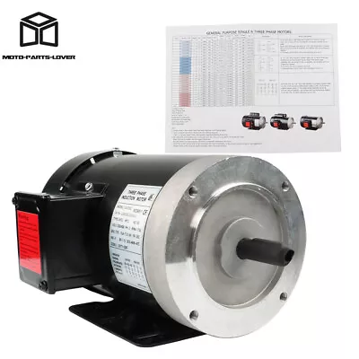 2 HP 1800 RPM Electric Motor 3 Phase 56C Frame TEFC 230 / 460 Volt New • $230.75