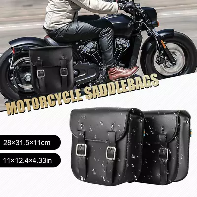 Motorcycle PU Leather Saddle Bags Fit For Yamaha Virago XV 250 500 535 700 750 • $62.88