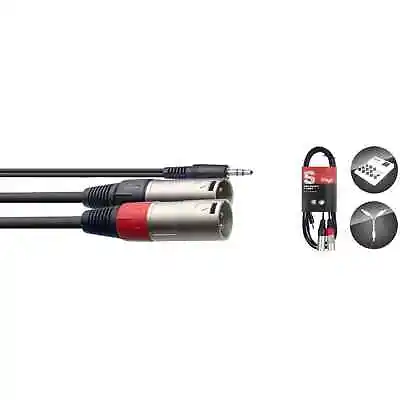 3.5mm Mini Stereo Jack To Twin XLR Male Plugs 2 Metre Audio Lead TRS Aux Cable • £6.99