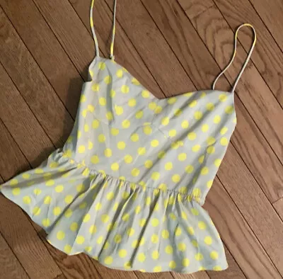 Zara Peplum Bustier Camisole Top In Grey Yellow Dot Size XS • $14.24