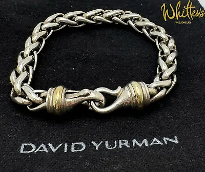 David Yurman Wheat Chain Sterling Silver 14K Gold Bracelet 8mm • $395