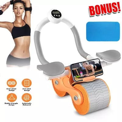 Abdominal Wheel Automatic Rebound Elbow Support Anti Slip Fitness AB Roller Trai • £8.99